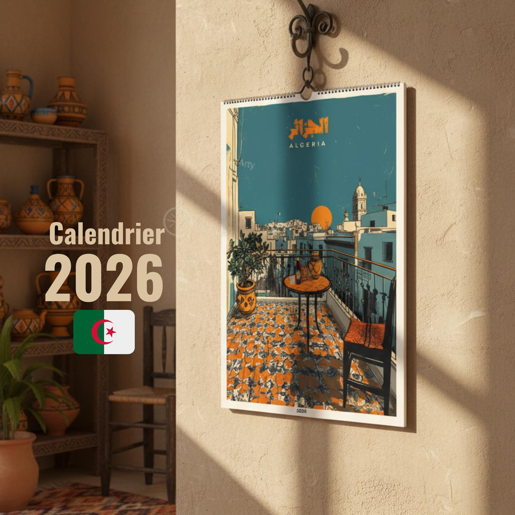 Calendrier Algérie 2026 – 12 Illustrations Artistiques des Villes d’Algérie-0