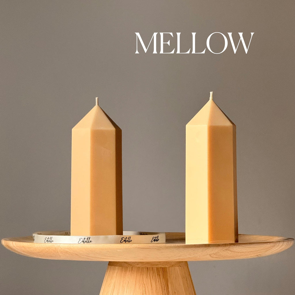 Greko peak soy wax candle, tall ribbed aesthetic pillar taper design for home decor styling — view 4