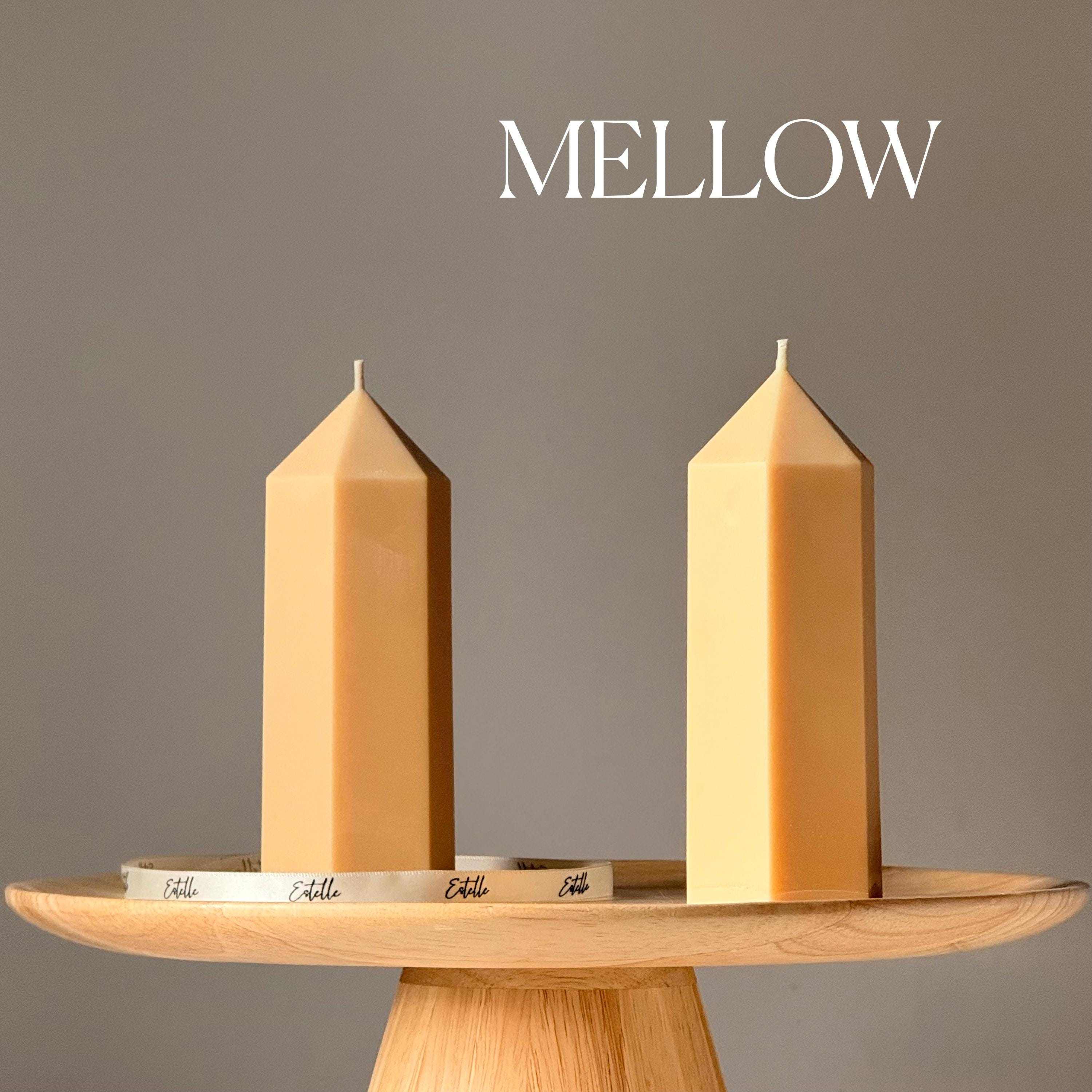 Greko peak soy wax candle, tall ribbed aesthetic pillar taper design for home decor styling — view 4