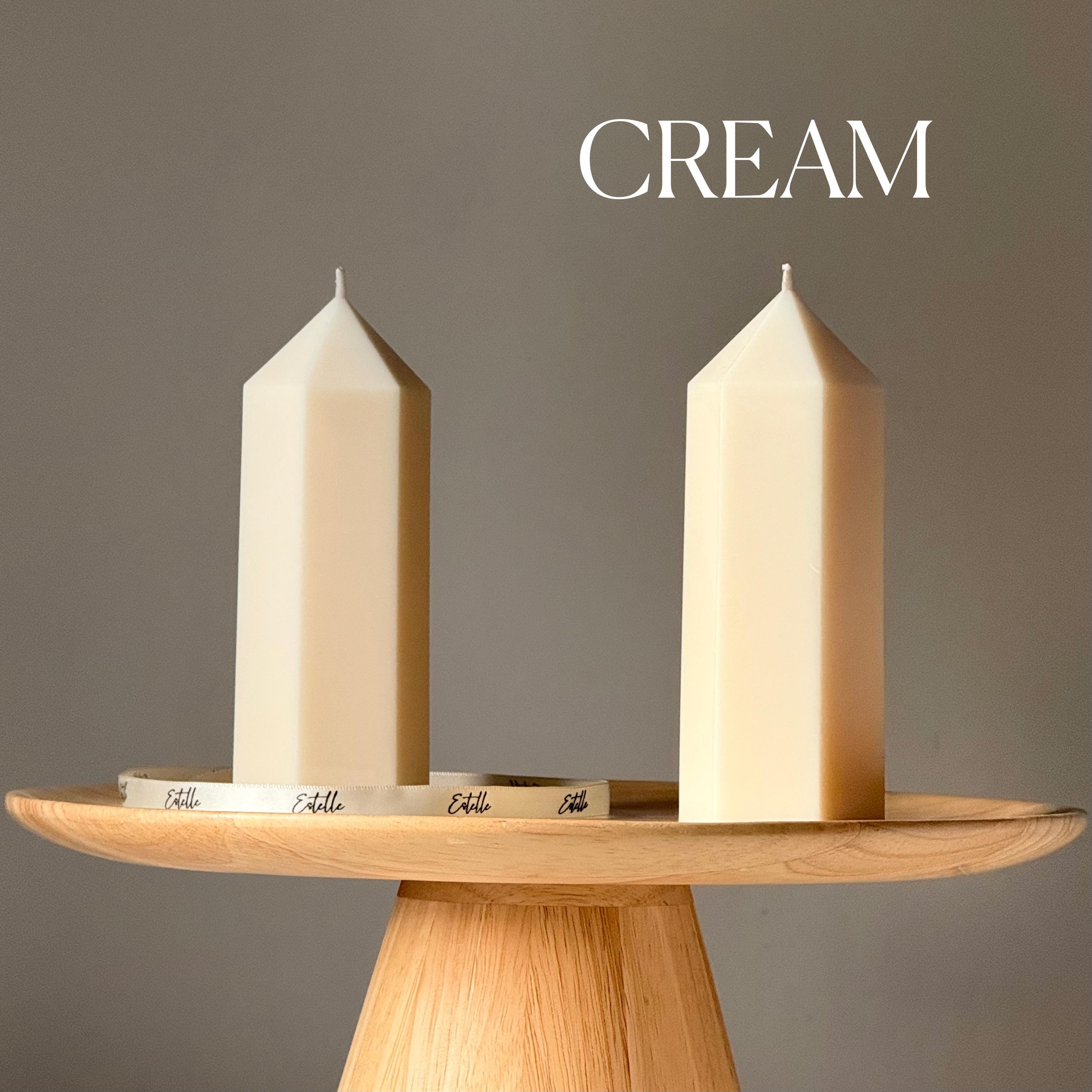 Greko peak soy wax candle, tall ribbed aesthetic pillar taper design for home decor styling — view 3