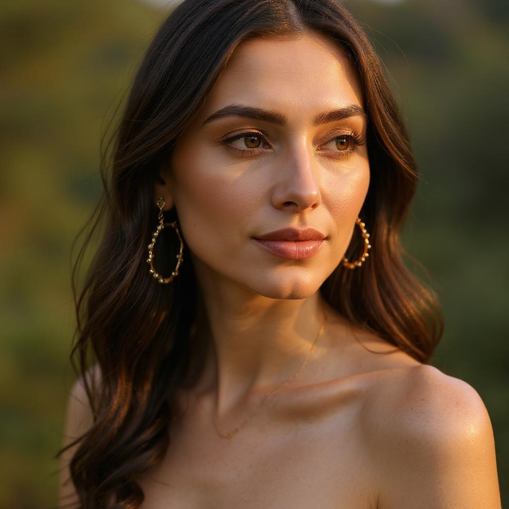 Vegan Gold Hoop Earrings, Acacia Leaf Detail (Eco-Friendly, 4cm).Recycled Brass-2