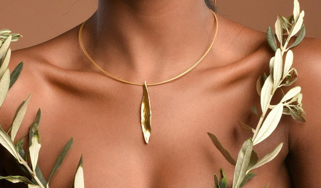 Gold Olive Leaf Necklace, 14K Gold Plated Sterling Silver Jewelry, Handmade Jewelry Gift for Women, Pendant Birthday Gift for Her-3