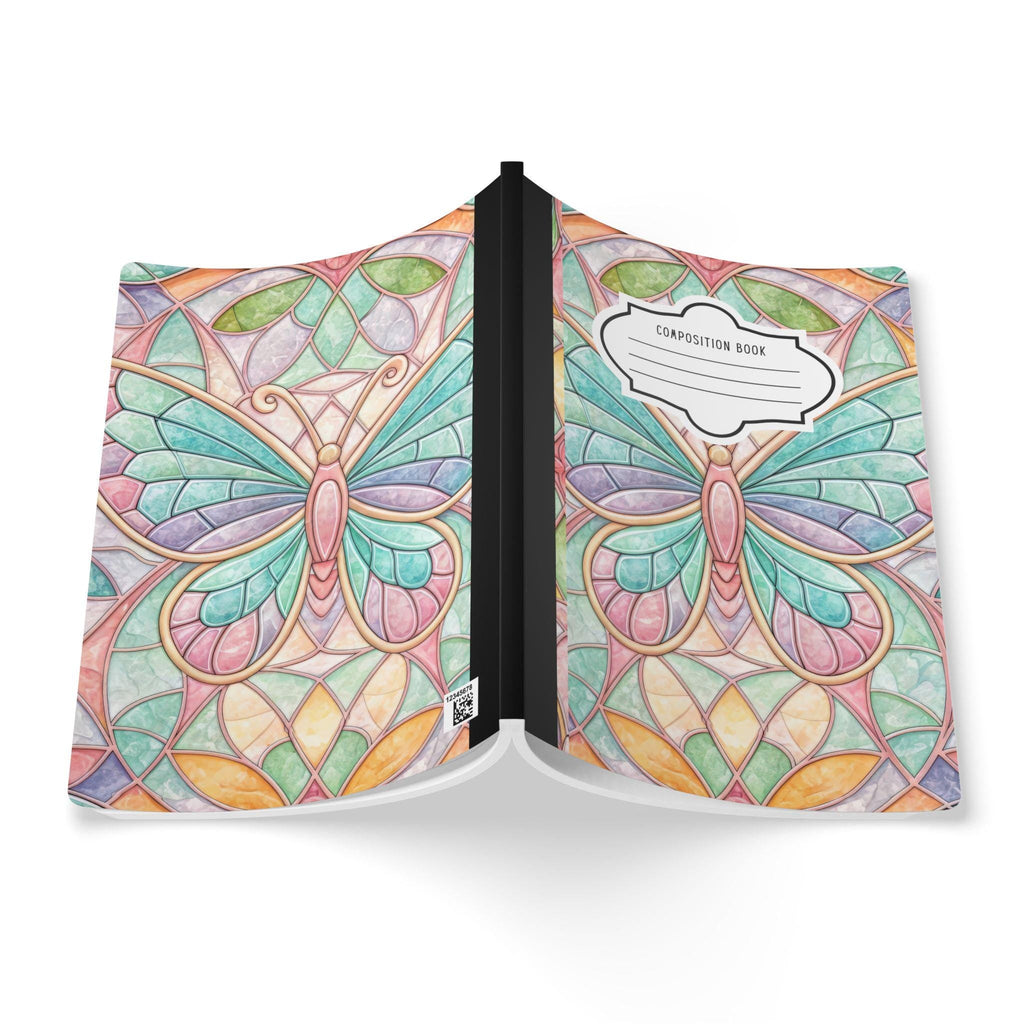 Pastel butterfly patterned soft composition notebook with college-ruled paper for writers — view 2