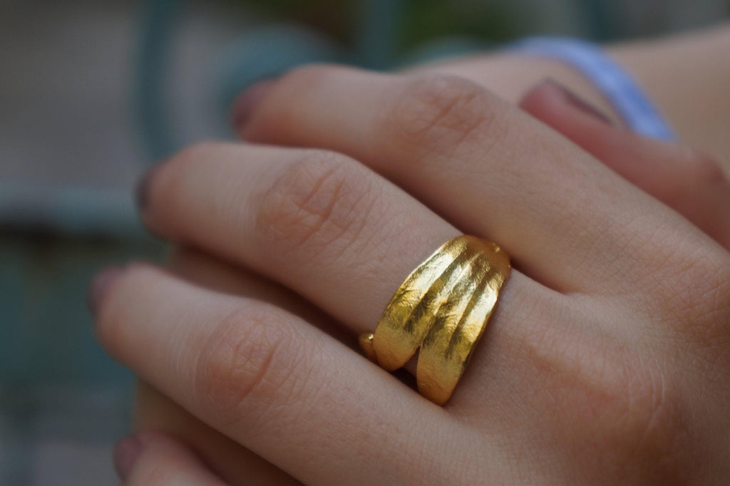 Real Olive Leaf Ring, Gold Plated Sterling Silver 925 Jewelry, Olive Branch Band, Handmade Minimalist Jewelry Gift, Birthday Gift for Women-3