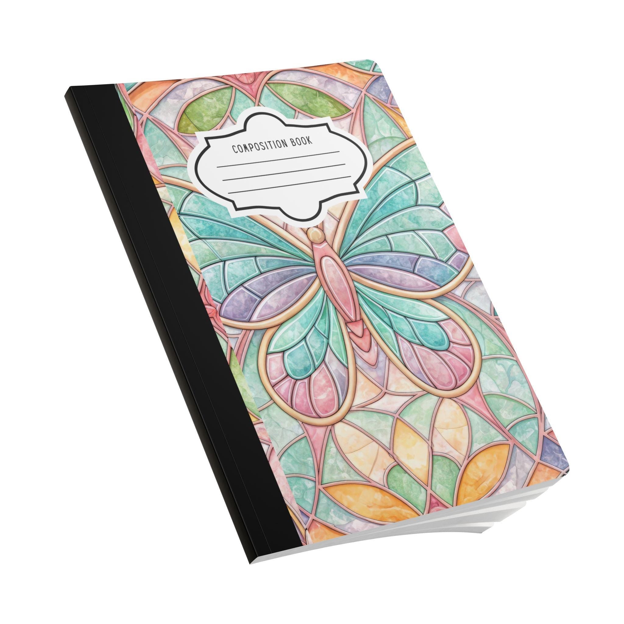Pastel butterfly patterned soft composition notebook with college-ruled paper for writers — view 3