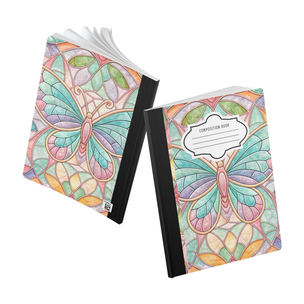 Pastel butterfly patterned soft composition notebook with college-ruled paper for writers — view 5