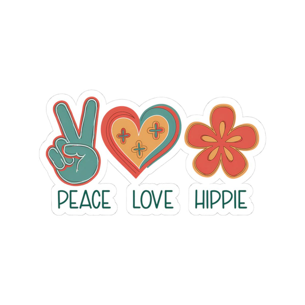 Retro hippie vinyl sticker with colorful seventies flower power art on a waterproof decal surface