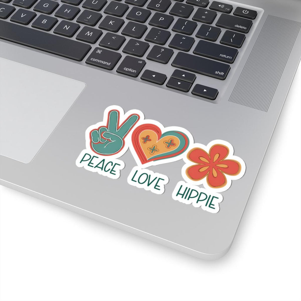 Retro hippie vinyl sticker with colorful seventies flower power art on a waterproof decal surface — view 5