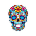 Vibrant floral sugar skull vinyl sticker for laptops and water bottles with colorful waterproof finish.