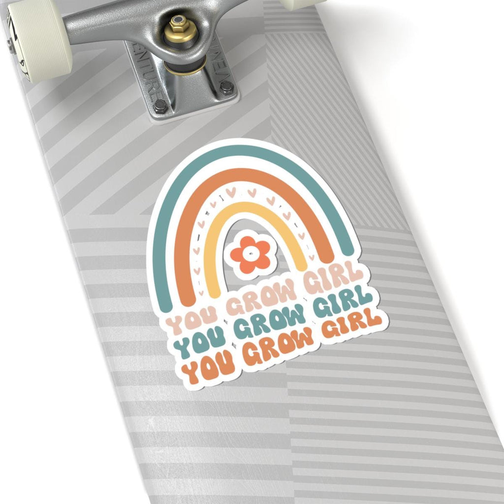 You Grow Girl rainbow sticker, premium waterproof vinyl decal for laptops and water bottles — view 3