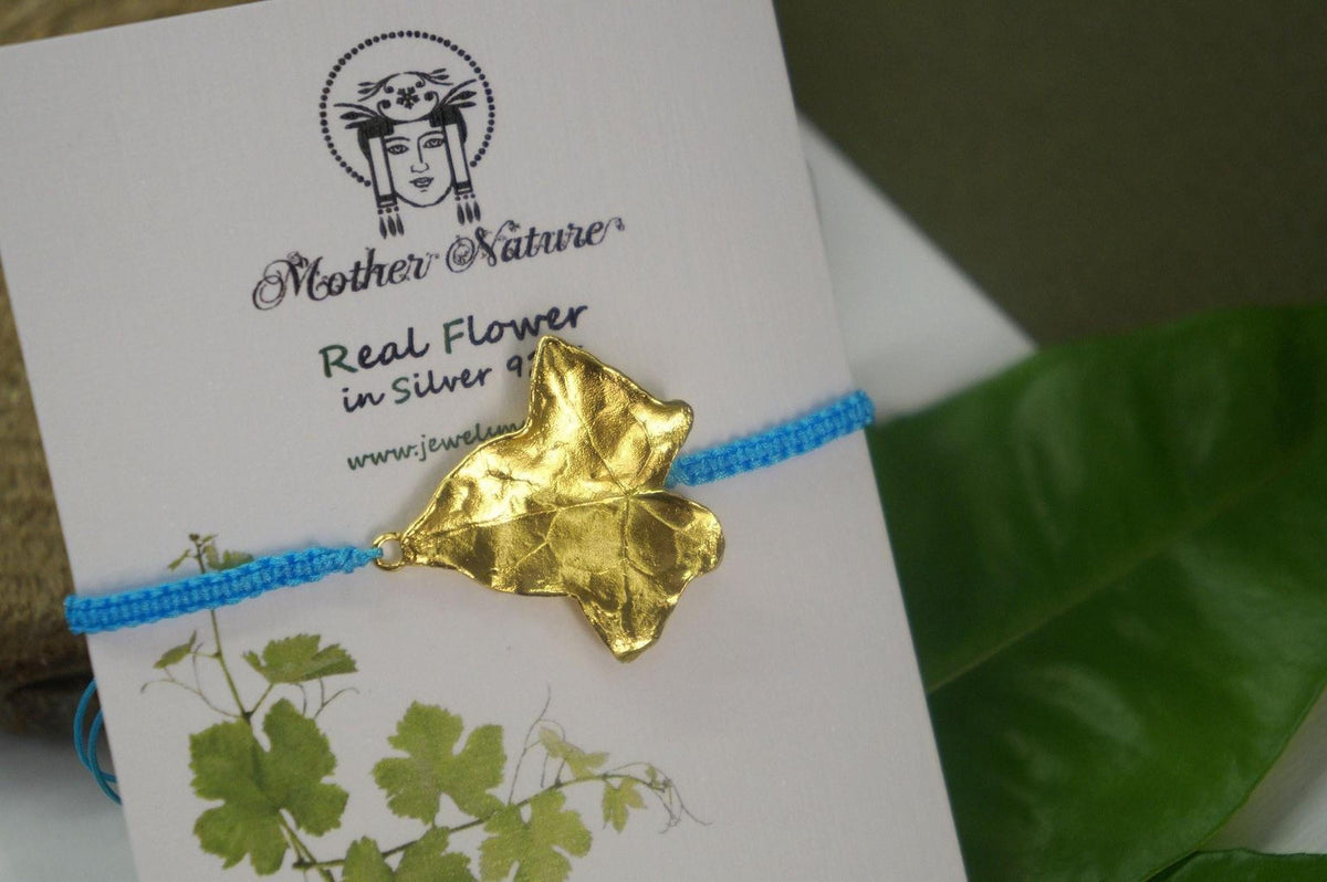 Adjustable eco Bracelet, Sterling silver 925 Ivy Leaf, Natural Botanical Bracelet. Symbolism of  fidelity, eternal life, and resilience-1
