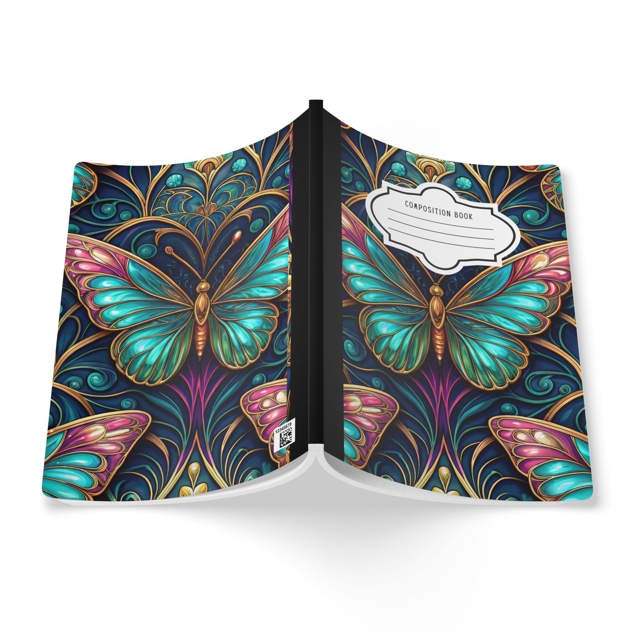 ColorFlow softcover composition notebook featuring a delicate lavender and blush watercolor floral ogee pattern. — view 2