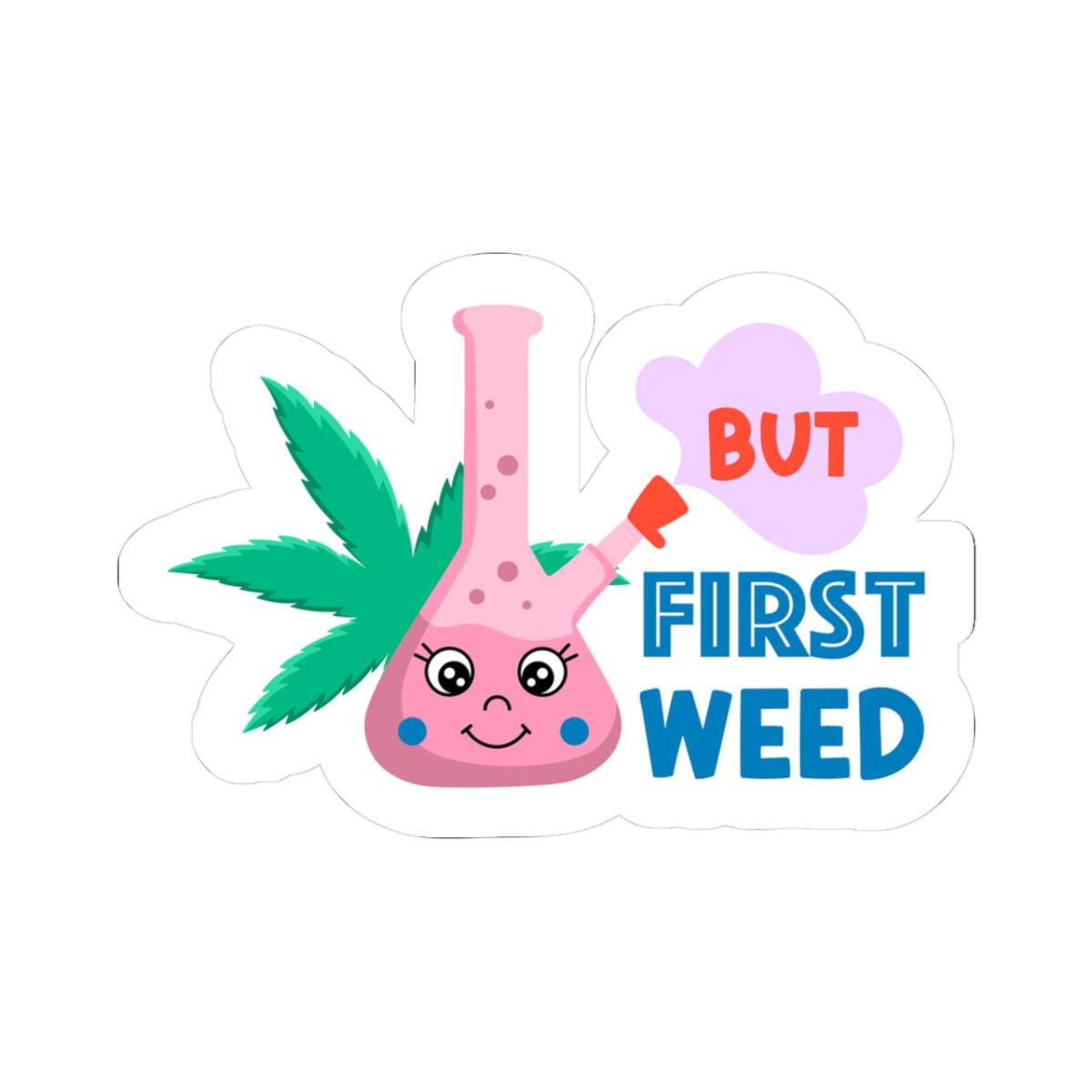 ColorFlow weed sticker, colorful vinyl bong design and funny cannabis quote laptop decal