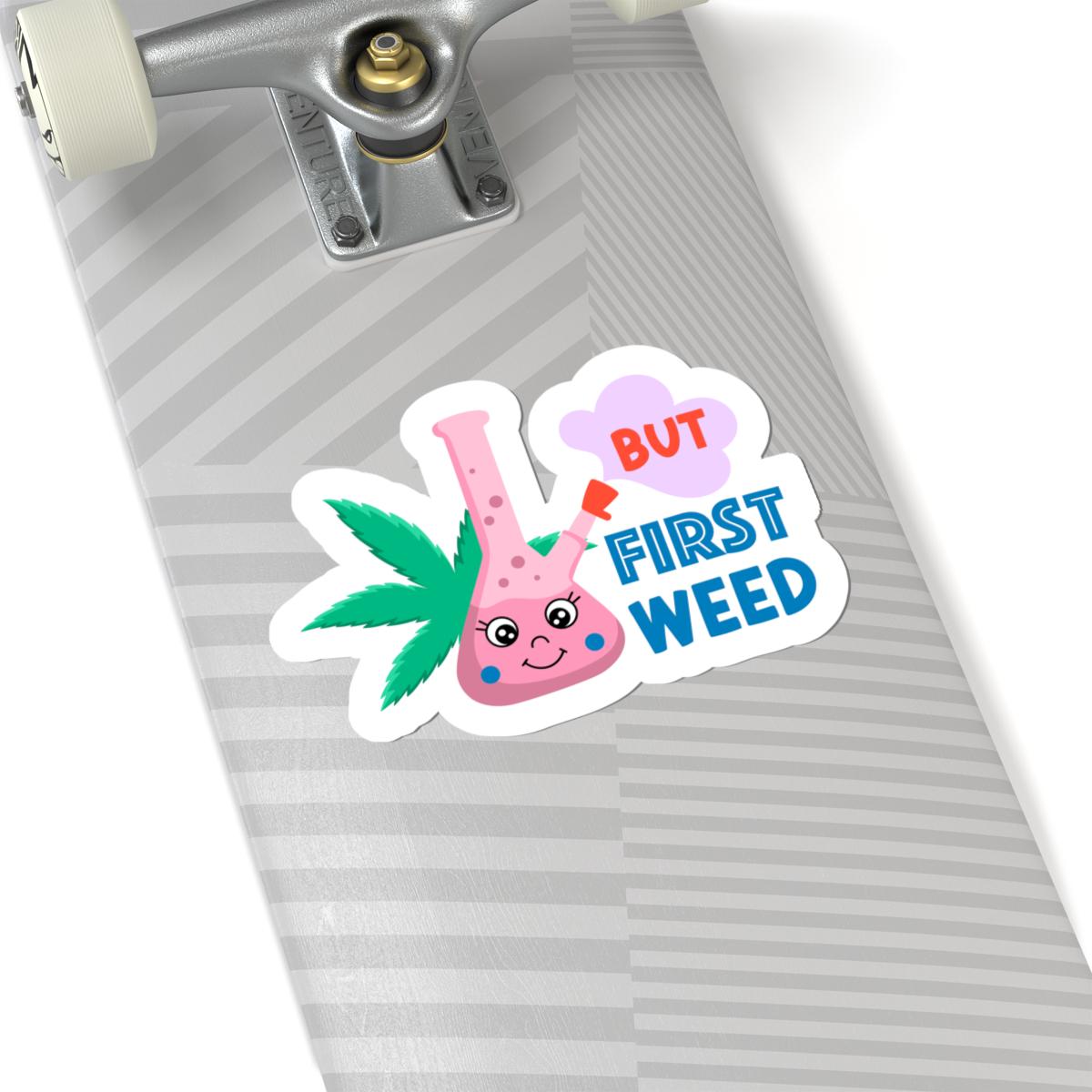 ColorFlow weed sticker, colorful vinyl bong design and funny cannabis quote laptop decal — view 3