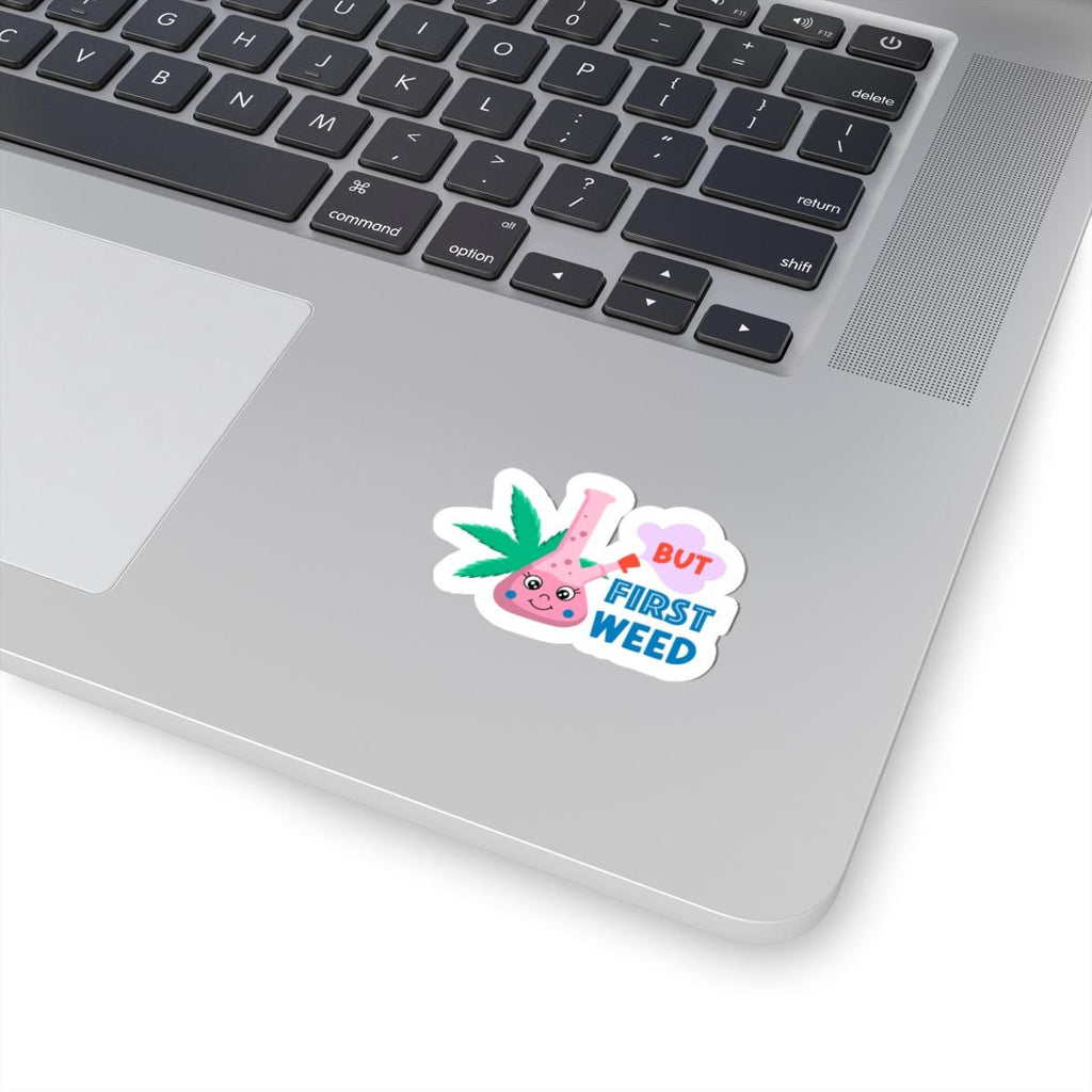 ColorFlow weed sticker, colorful vinyl bong design and funny cannabis quote laptop decal — view 4