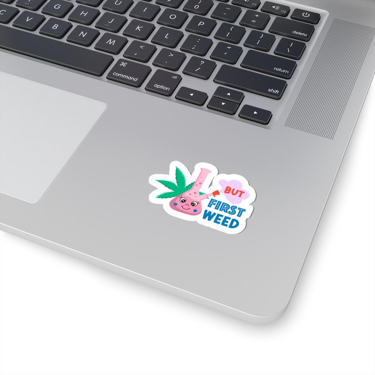 ColorFlow weed sticker, colorful vinyl bong design and funny cannabis quote laptop decal — view 4