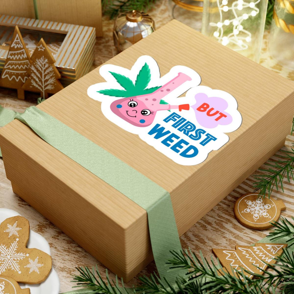 ColorFlow weed sticker, colorful vinyl bong design and funny cannabis quote laptop decal — view 5