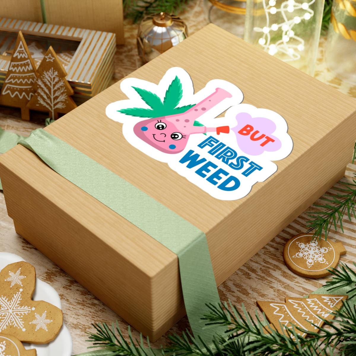 ColorFlow weed sticker, colorful vinyl bong design and funny cannabis quote laptop decal — view 5