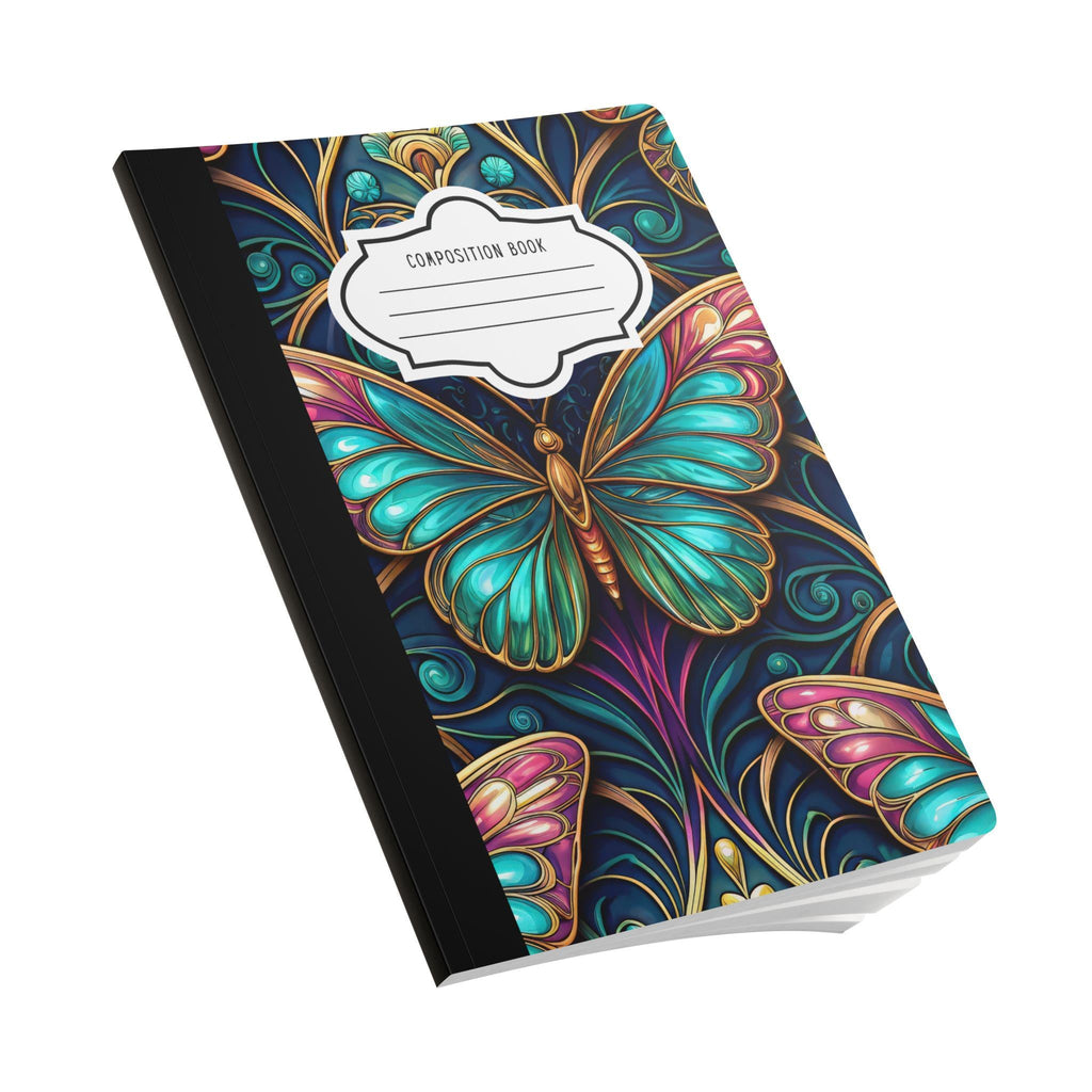 ColorFlow softcover composition notebook featuring a delicate lavender and blush watercolor floral ogee pattern. — view 3