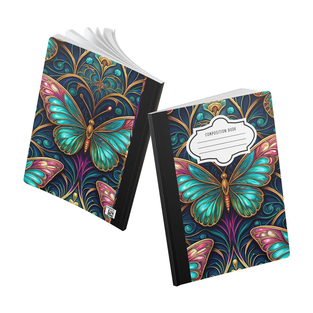 ColorFlow softcover composition notebook featuring a delicate lavender and blush watercolor floral ogee pattern. — view 5