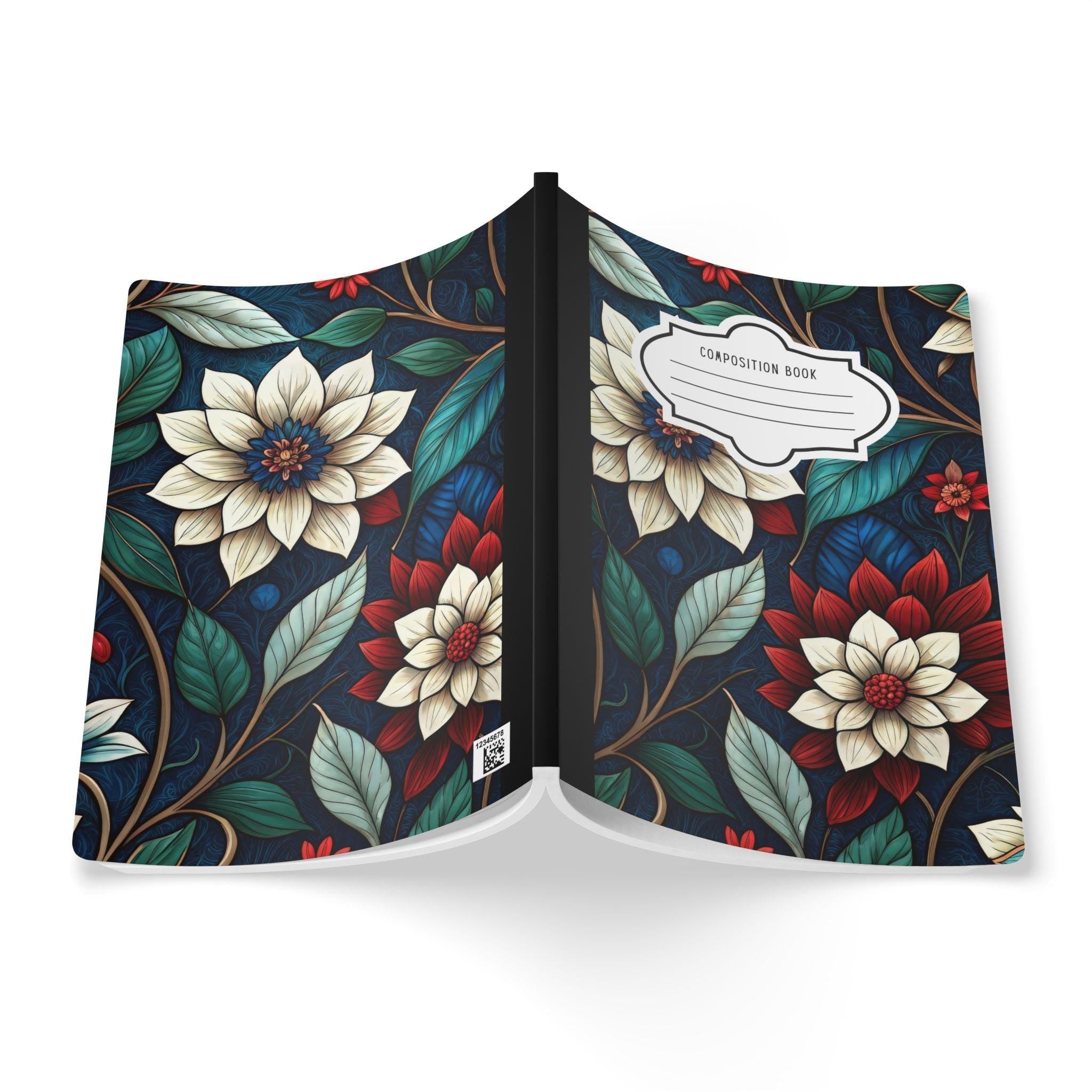 Midnight elegance floral composition notebook with soft lavender botanical print and matte cover — view 2