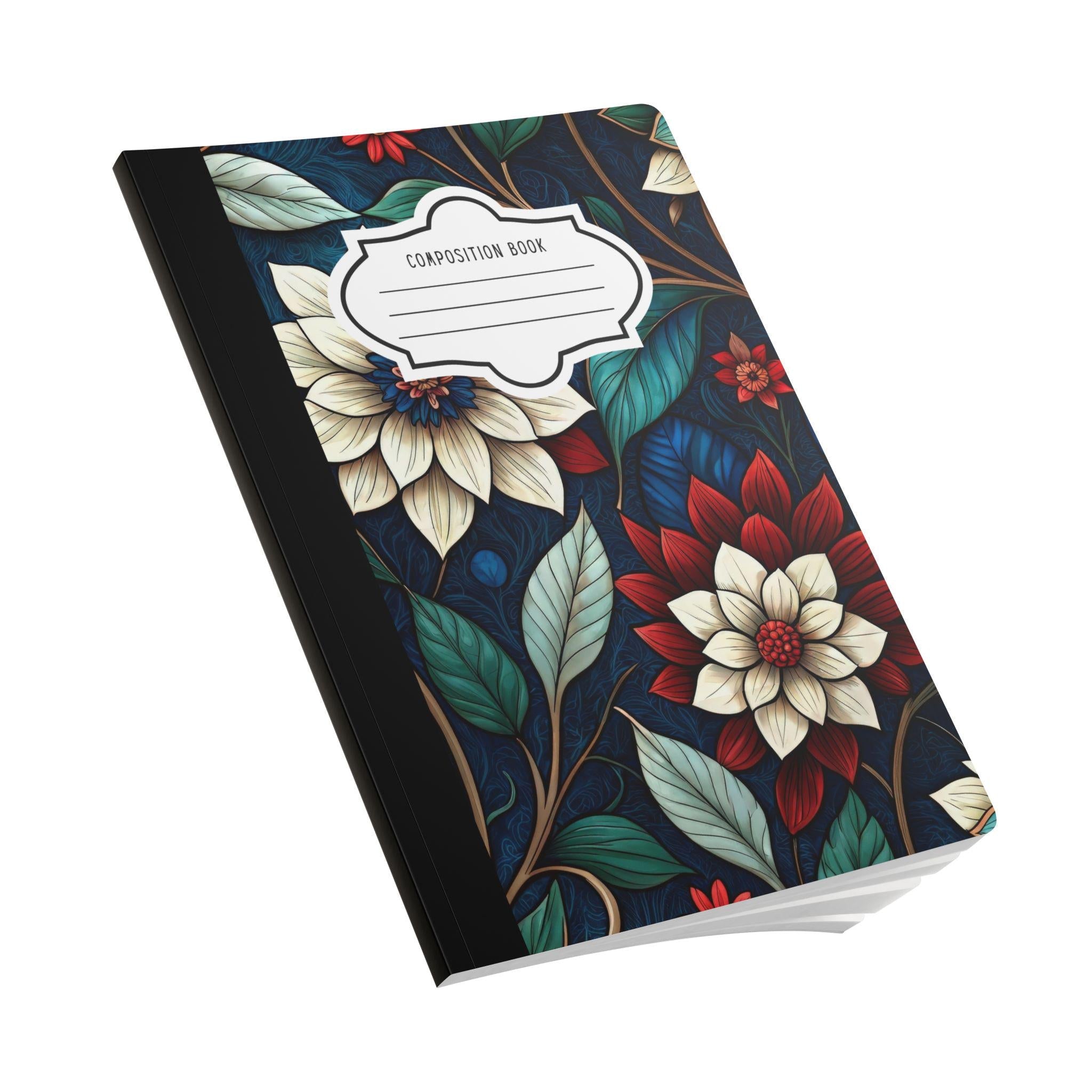 Midnight elegance floral composition notebook with soft lavender botanical print and matte cover — view 3