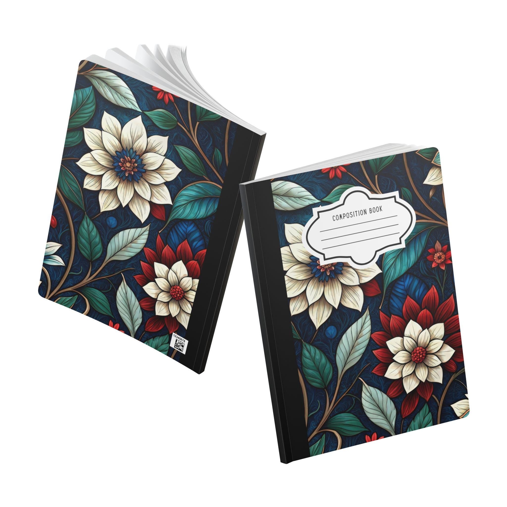 Midnight elegance floral composition notebook with soft lavender botanical print and matte cover — view 5