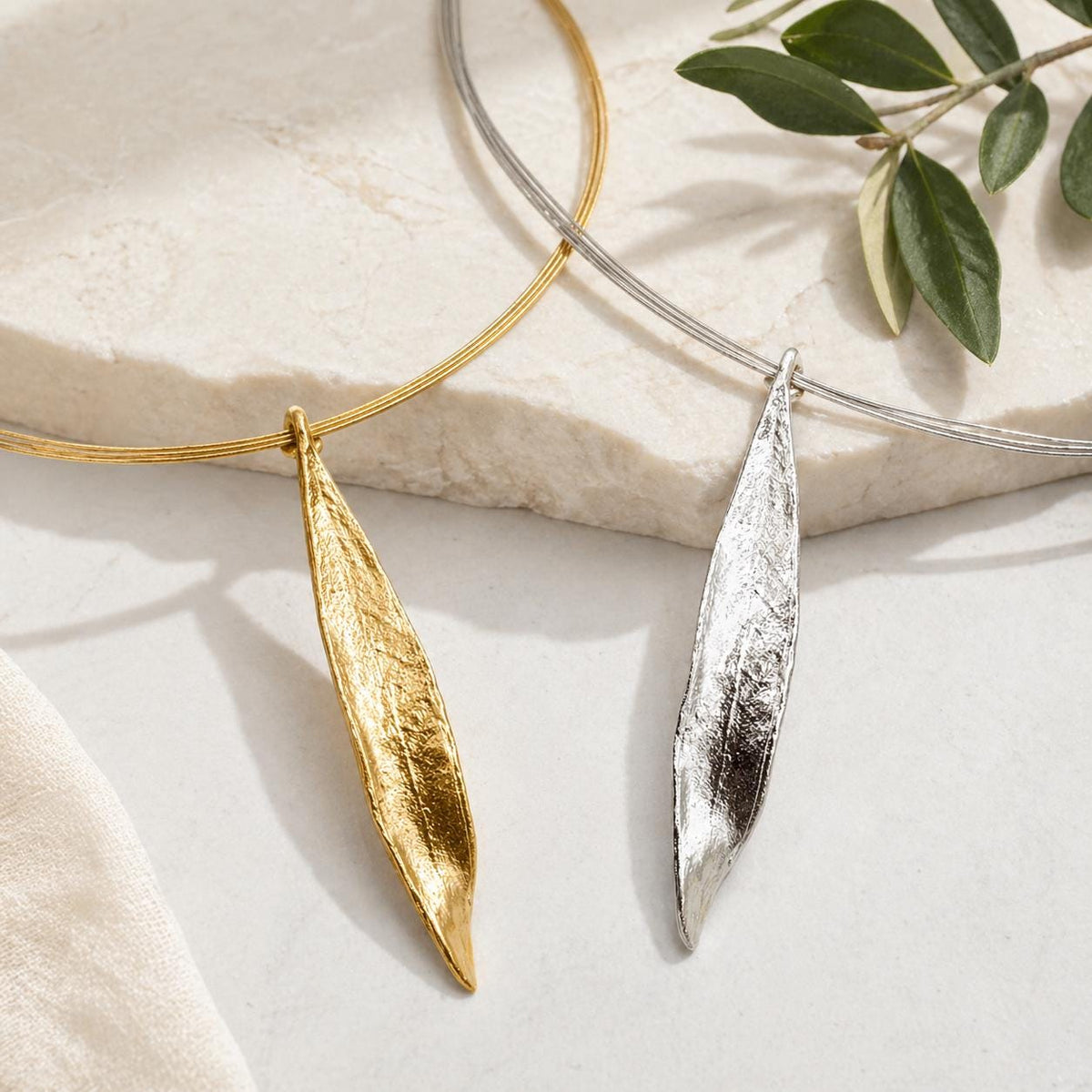 Gold Olive Leaf Necklace, 14K Gold Plated Sterling Silver Jewelry, Handmade Jewelry Gift for Women, Pendant Birthday Gift for Her-2