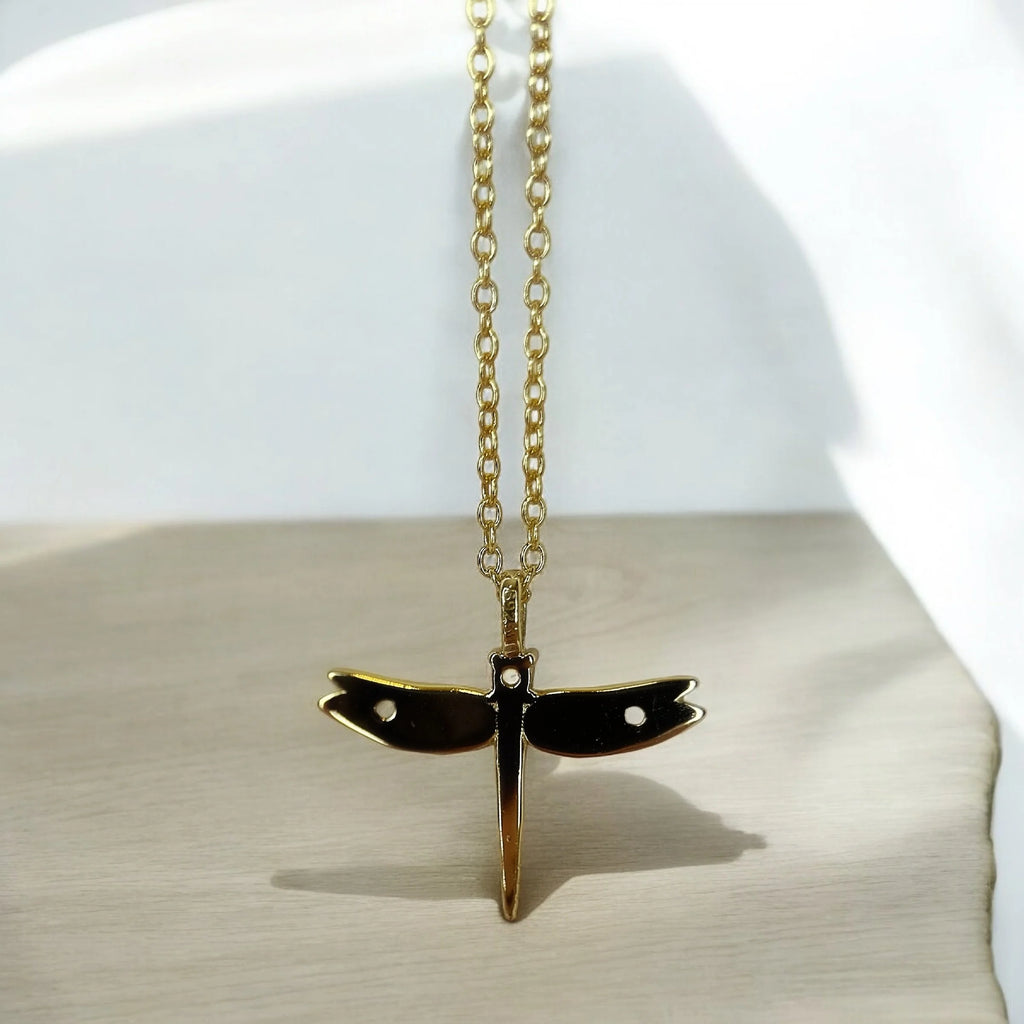 18K Gold Plated 925 Sterling Silver Elegant Dragonfly Necklace-4