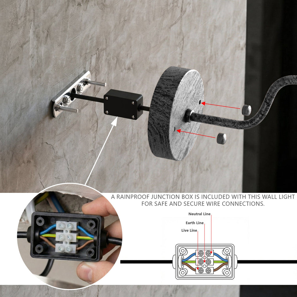 Rainproof outdoor wall light with sturdy metal vintage curved swan neck design and glass bulb — view 4