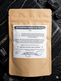 Activated charcoal face mask powder with natural ingredients in an eco-friendly 4oz container.
