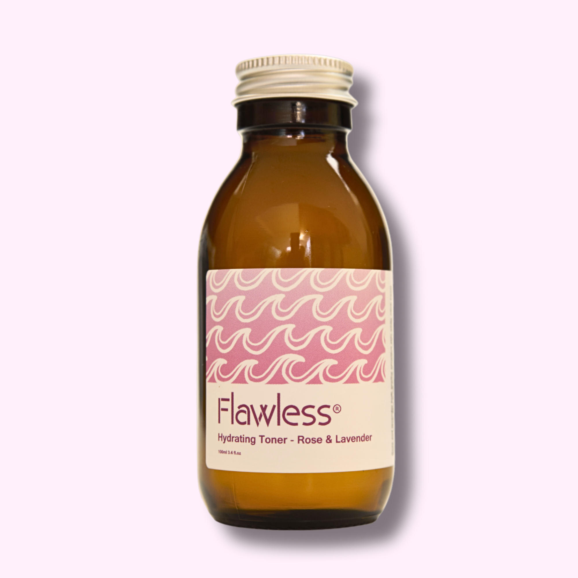 Hydrating rose and lavender facial toner in a recycled glass bottle with aluminum lid — view 2