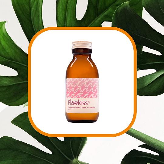 Hydrating rose and lavender facial toner in a recycled glass bottle with aluminum lid — view 4