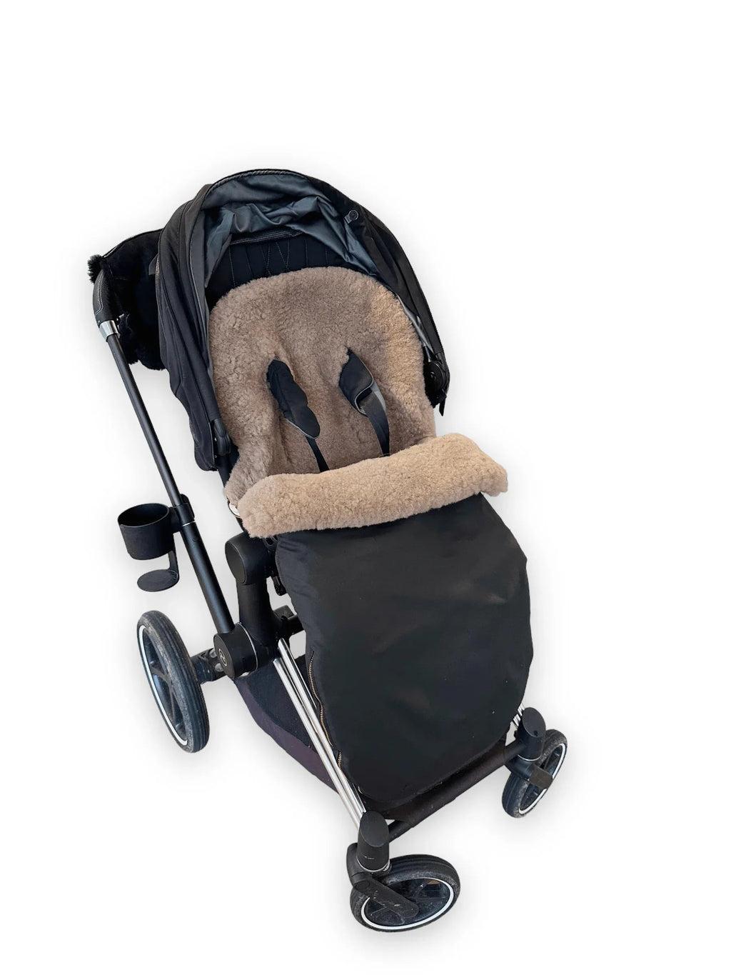 Black Natural Sheepskin Stroller Sleeping Bag-0