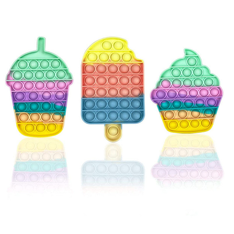 Jumbo ice cream shaped push pop sensory fidget toy in colourful soft food grade silicone