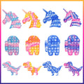 Jumbo push pop fidget sensory toy in a mixed vibrant color collection made of silicone