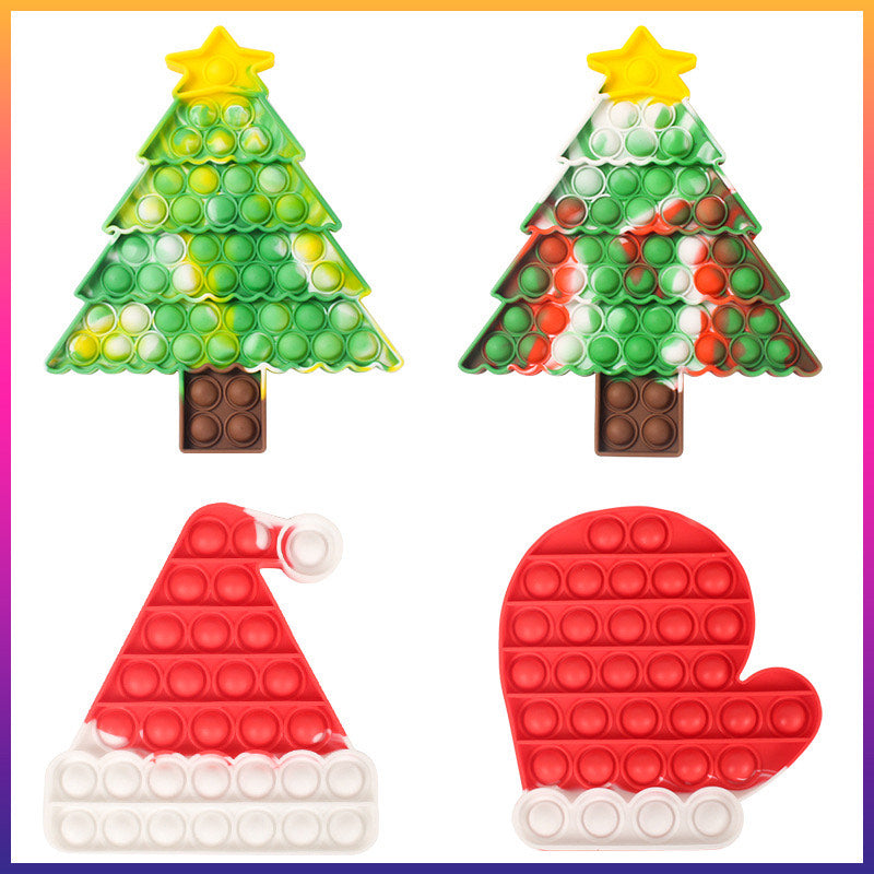 Jumbo Christmas push pop fidget sensory toy in festive green and red food-grade silicone — view 2