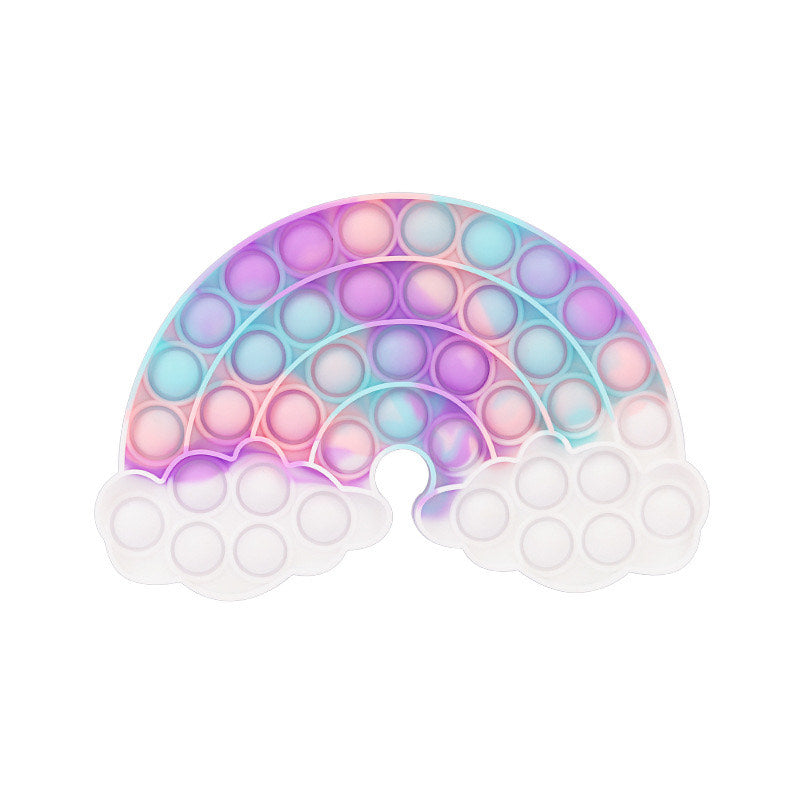 Jumbo rainbow cloud push pop fidget sensory toy made of flexible silicone — view 4