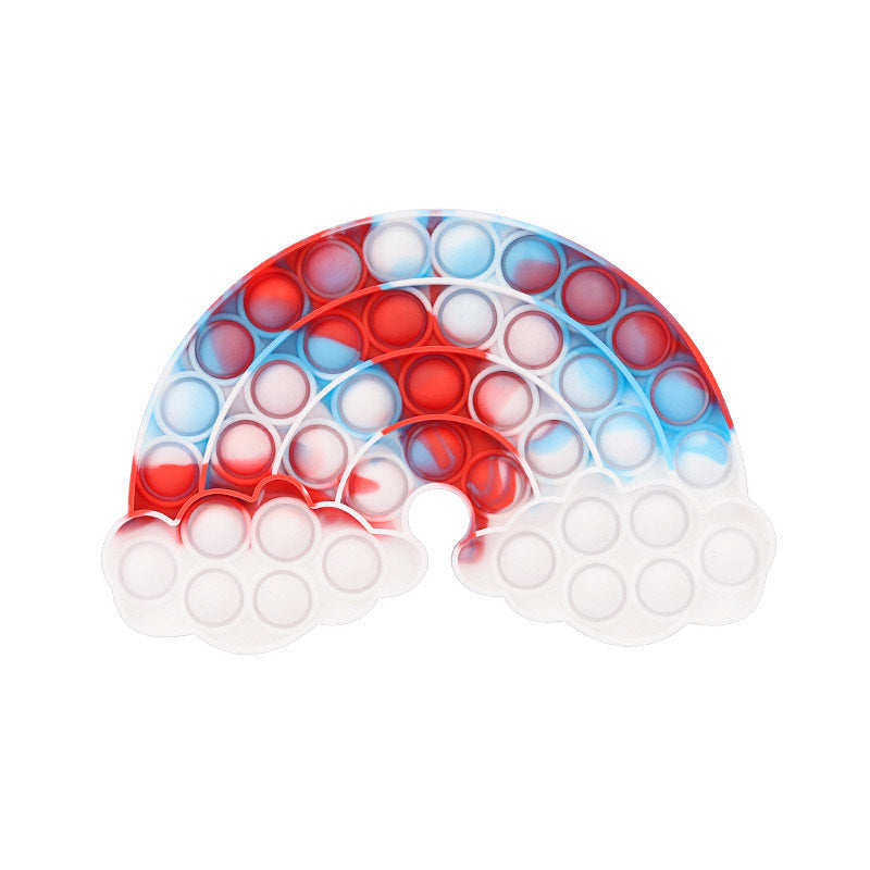 Jumbo rainbow cloud push pop fidget sensory toy made of flexible silicone — view 3