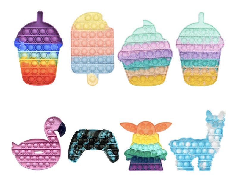 Jumbo push pop fidget toy in rainbow silicone, large washable sensory bubble board game. — view 3