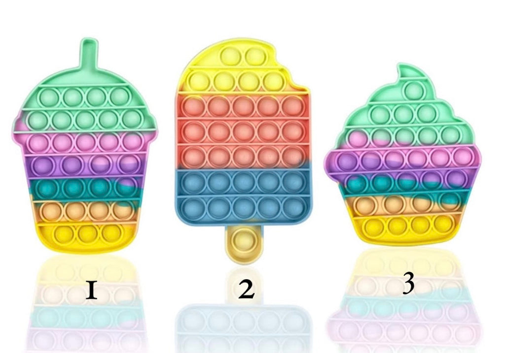 Jumbo ice cream shaped push pop sensory fidget toy in colourful soft food grade silicone — view 3
