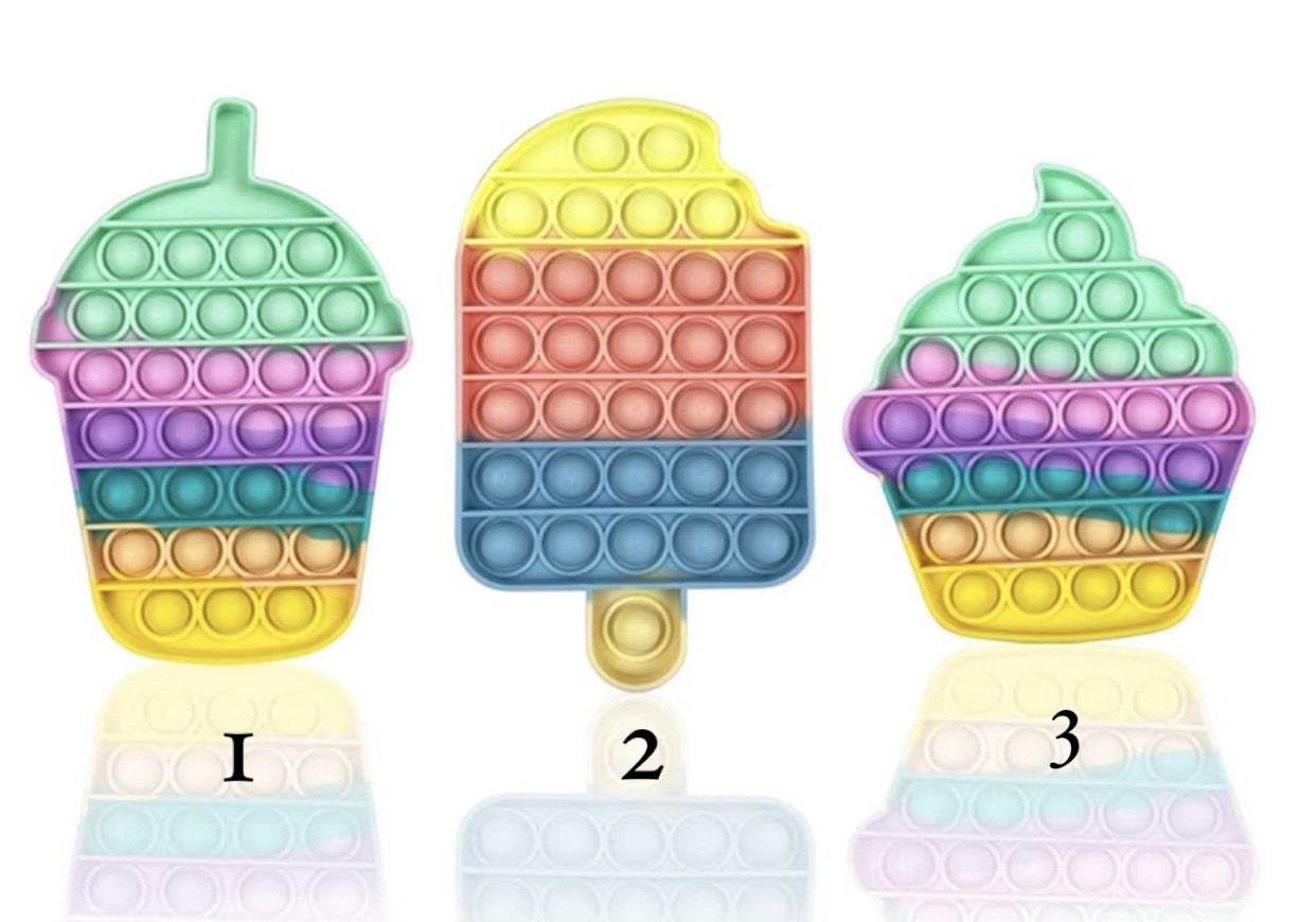Jumbo ice cream shaped push pop sensory fidget toy in colourful soft food grade silicone — view 3