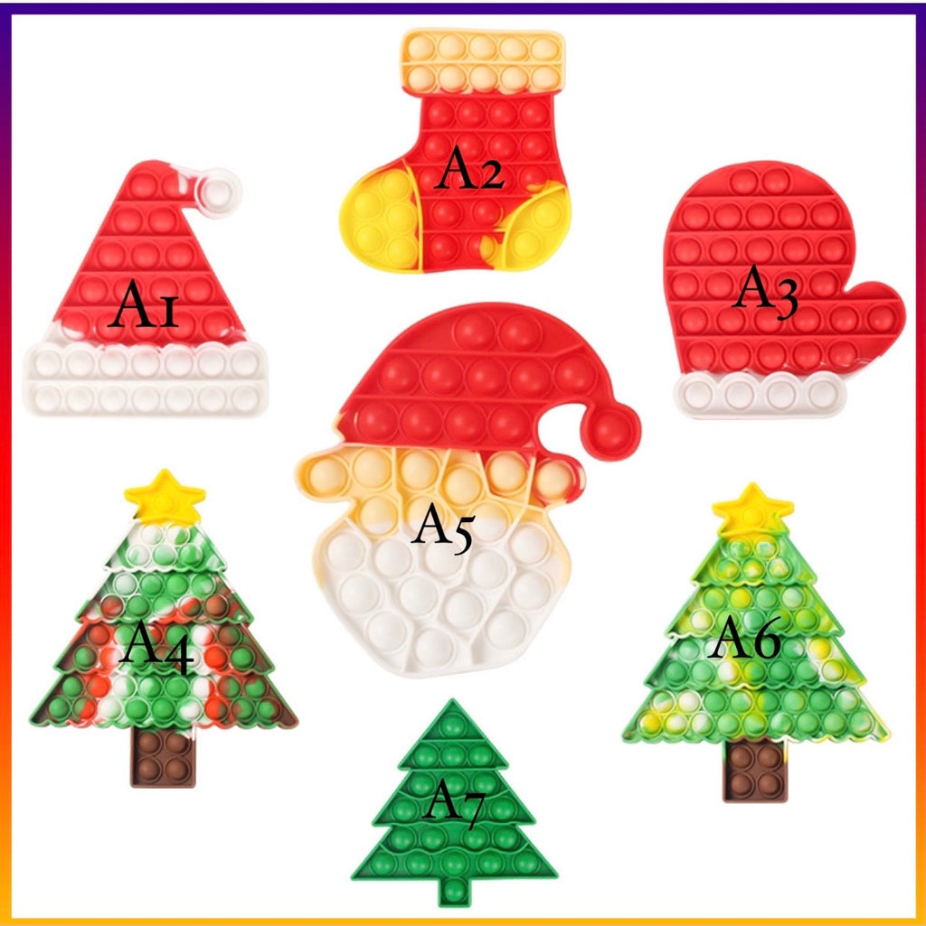 Jumbo Christmas push pop fidget sensory toy in festive green and red food-grade silicone — view 3