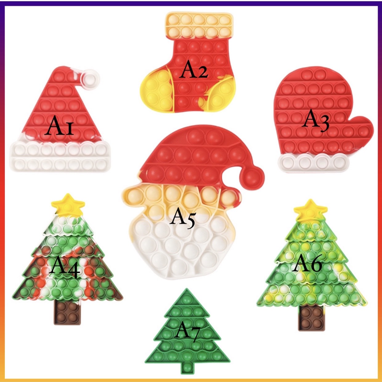 Jumbo Christmas push pop fidget sensory toy in festive green and red food-grade silicone — view 3