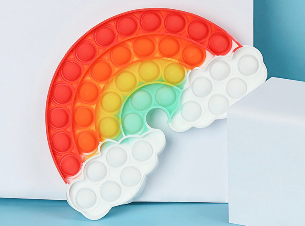 Jumbo rainbow cloud push pop fidget sensory toy made of flexible silicone — view 2