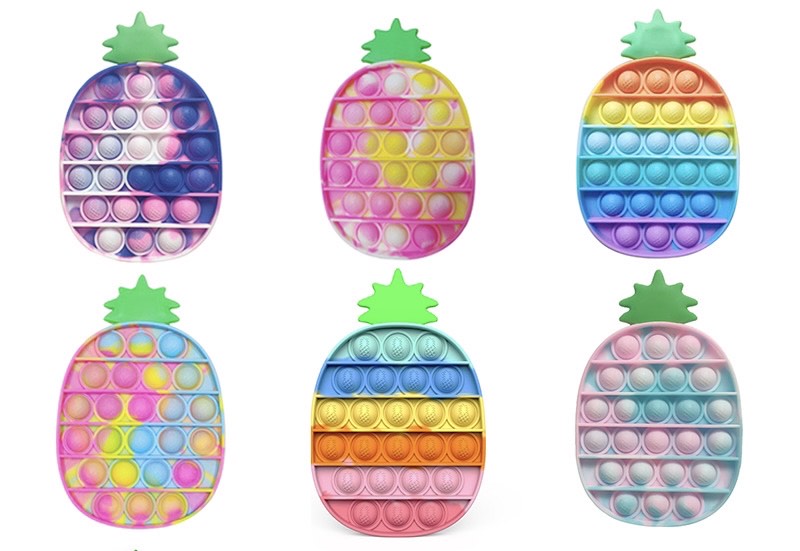 Jumbo pineapple push pop fidget sensory toy made of colorful food grade silicone — view 2