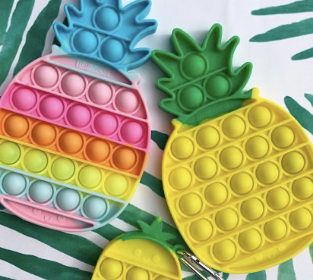 Jumbo pineapple push pop fidget sensory toy made of colorful food grade silicone
