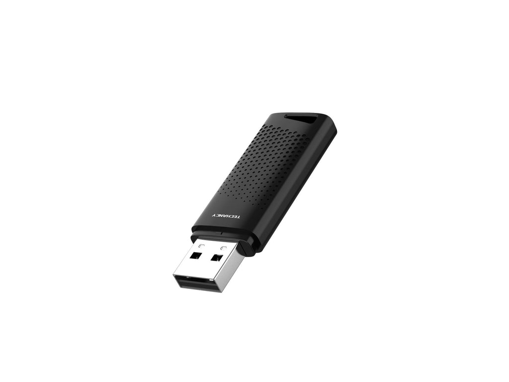 Black 16GB USB flash drive by Techancy featuring a durable ABS shell and compact portable design — view 3