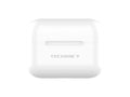 White true wireless Bluetooth earbuds and compact USB-C charging case for everyday listening.