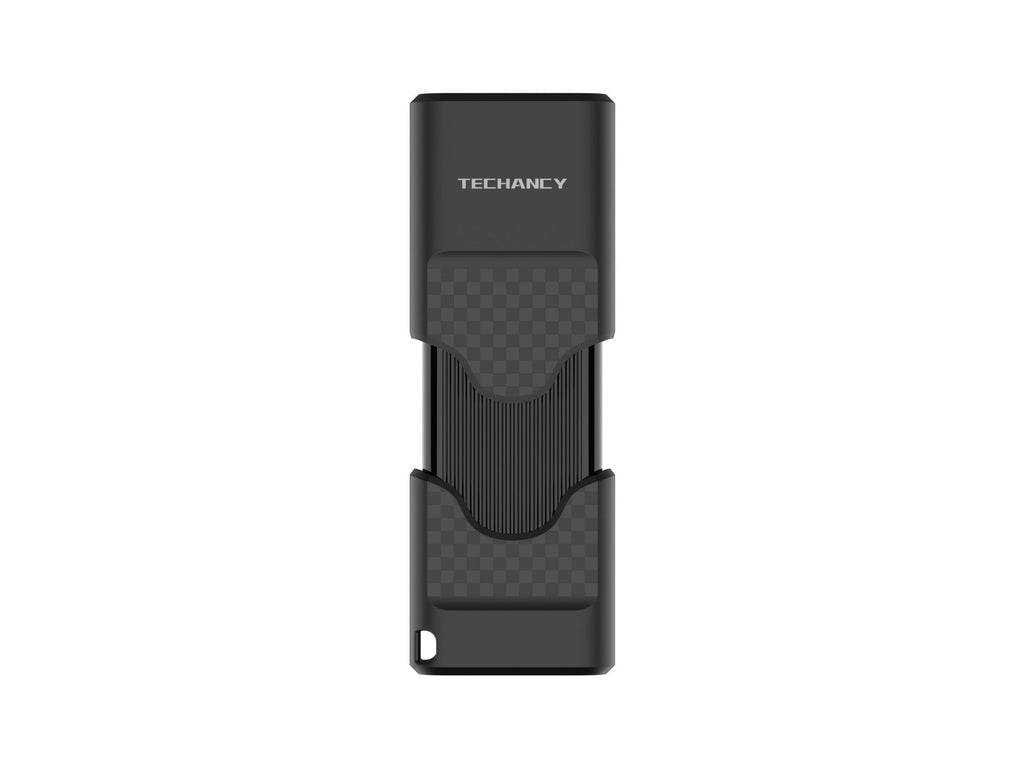 Black 8GB USB 2.0 flash drive with protective push cap and compact portable design — view 3